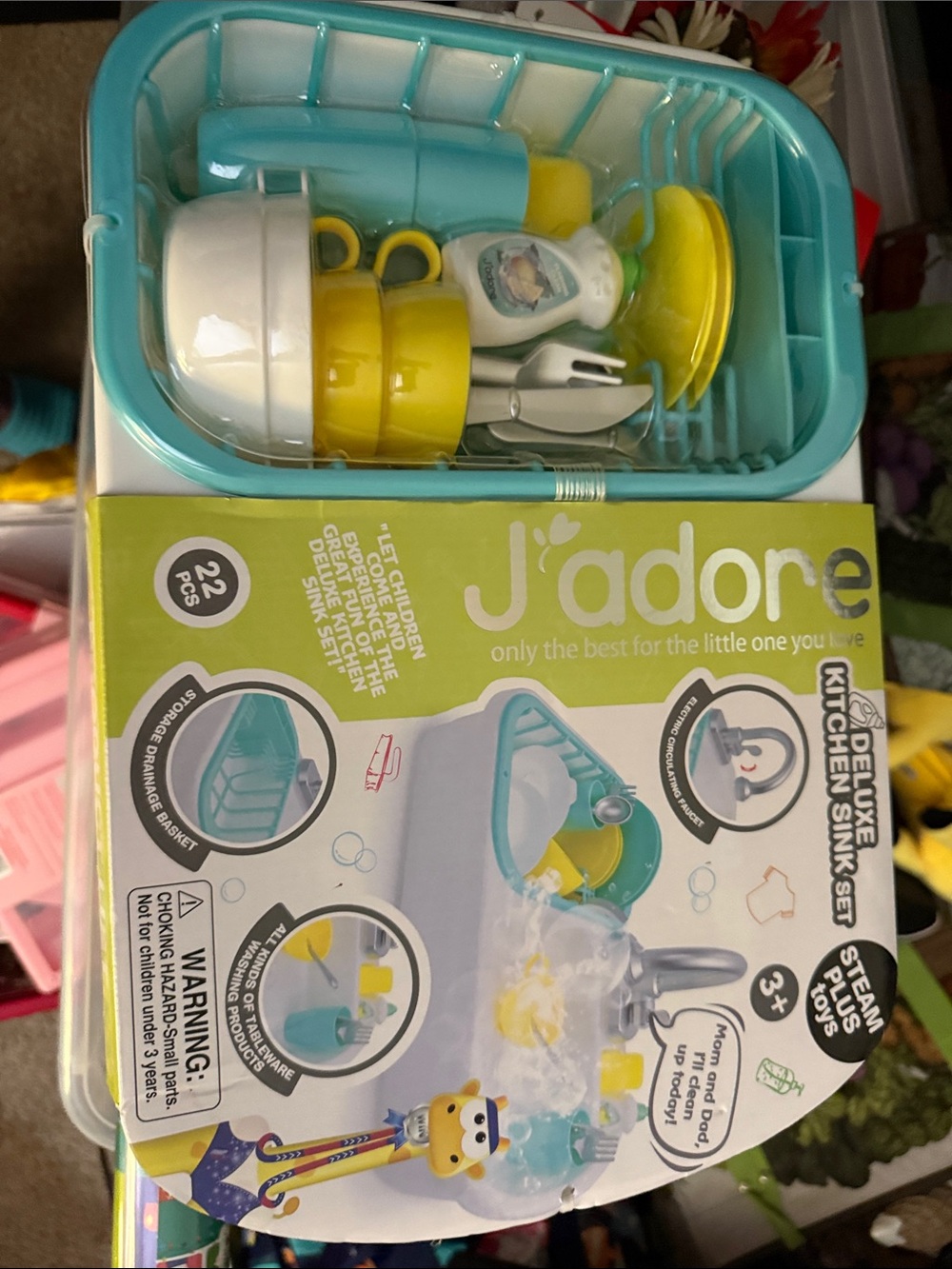 J’Adore Kids Deluxe Kitchen Sink Set - Aqua & Yellow